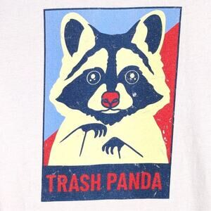 Trash Panda Raccoon Graphic Tee Women’s Small Funny Novelty Shirt Beige